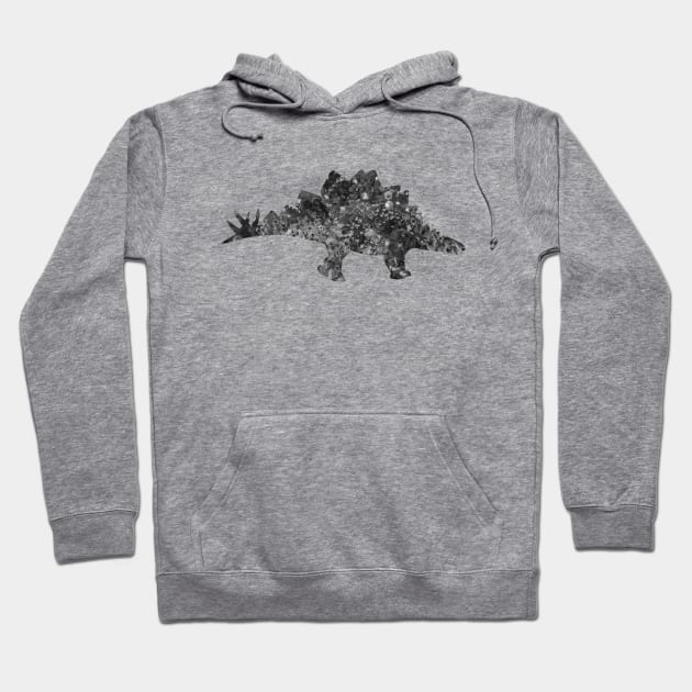 Stegosaurus dinosaur black and white Hoodie by Yahya Art